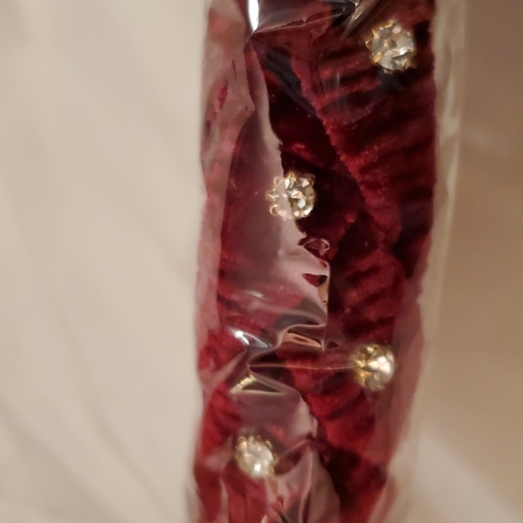 Anthropologie braided velvet headband with rhinestone embellishments- wine - Picture 4 of 4